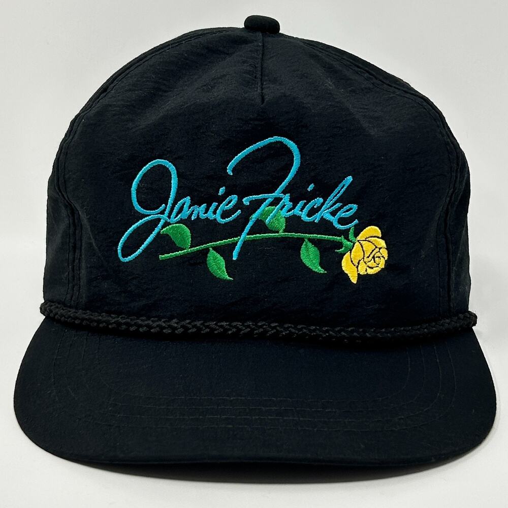 Vintage 80s Janie Fricke Hat Baseball Cap Country Western Music Snapback Black